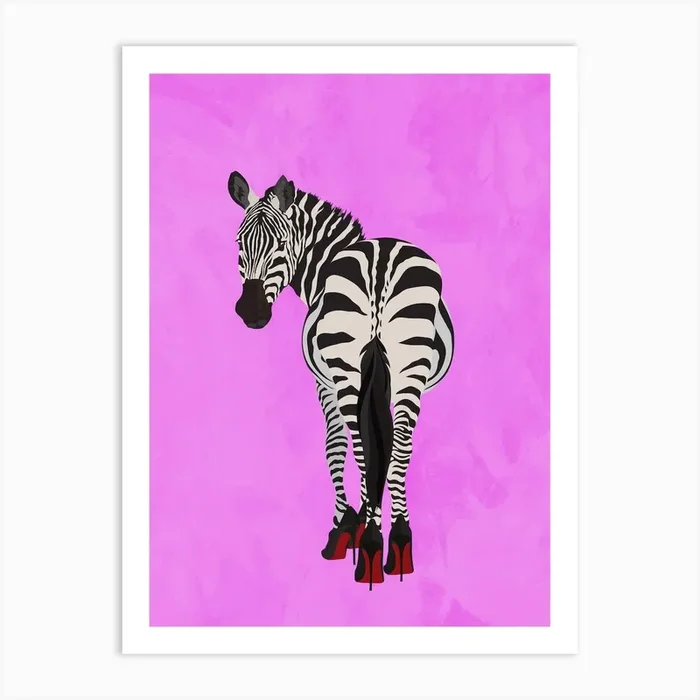 Zebra In Heels Pink Art PrintSM by Sarah Manovski