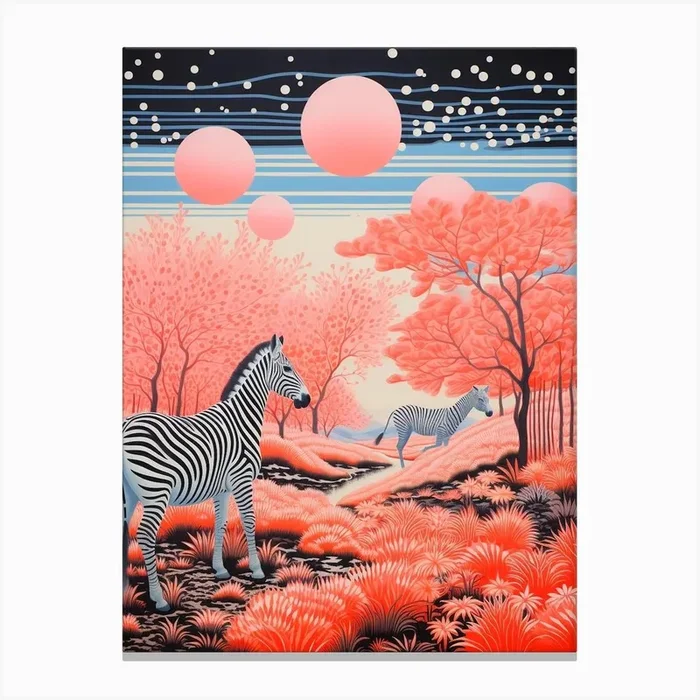 Zebra In The Wild Pink 4 Canvas Print by AfricanWild Strokes