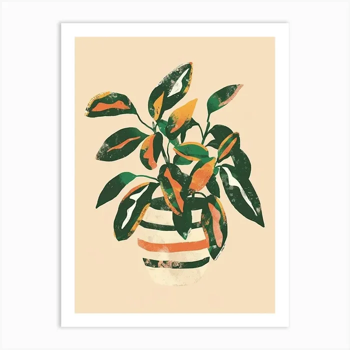 Zebra Plant Minimalist Illustration 8 Art Print by Petal Pigments