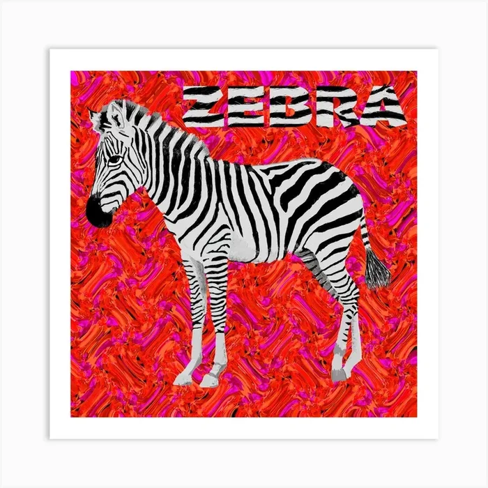 Zebra Square Art Print by Lynnda Rakos