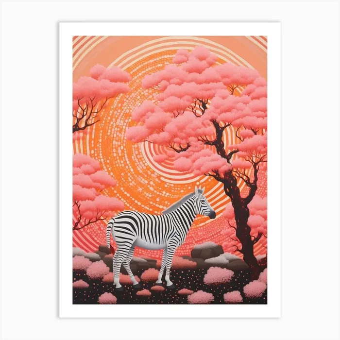 Zebra Under The Baobab Tree 3 Art Print by AfricanWild Strokes