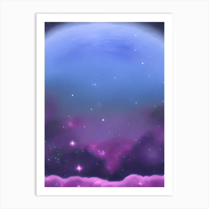 Zen Planet Clouds Surreal Stars And Fog Abstract Purple Planet Art Print by Danny Barber