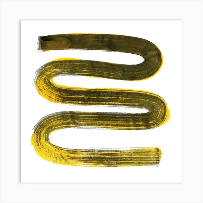 Zig Zag Yellow Square Art Print by designkind