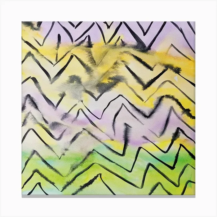 Zigzag yellow green pink Canvas Print by Valza