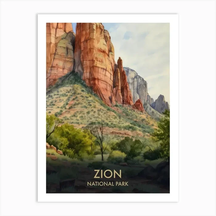 Zion National Park Vintage Travel Poster 3 Art Print by Travel Poster Collection