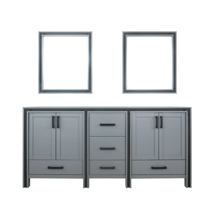 Ziva 72 in W x 22 in D Dark Grey Double Bath Vanity and 30 in Mirrors