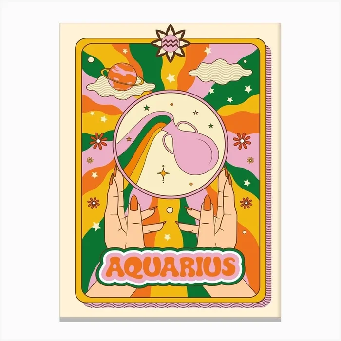 Zodiac Aquarius Canvas Print by Proper Good Prints