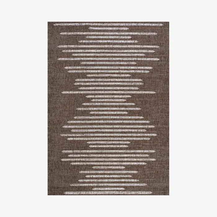 Zolak Berber Stripe Geometric Indoor / Outdoor Area Rug – Brown / Beige by JONATHAN Y