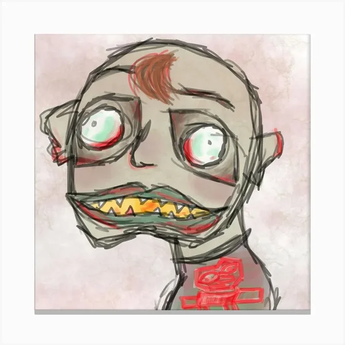 Zombie Head – Canvas Print by Ondinek