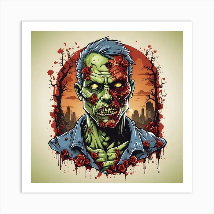 Zombie Man 1 Art Print by Ishwar Creation