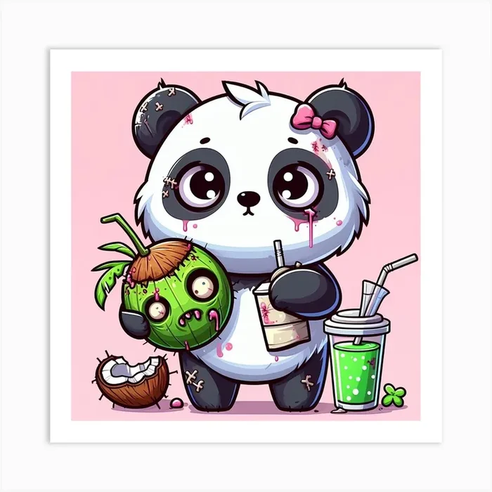 Zombie Panda Art Print by SkylowCZe