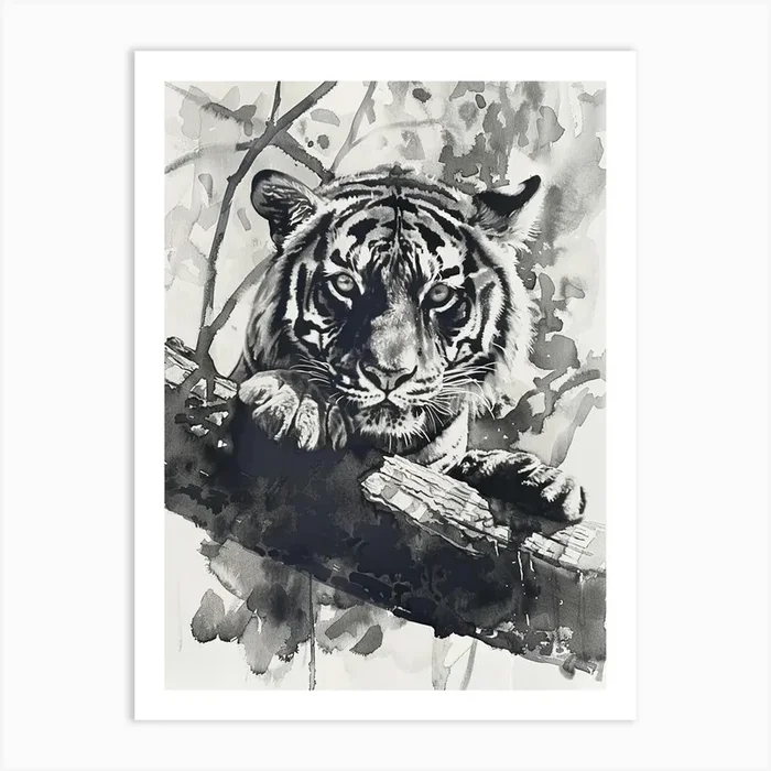 Zoo Austin Texas Black And White Watercolour 2 Art Print by PixelPerfect
