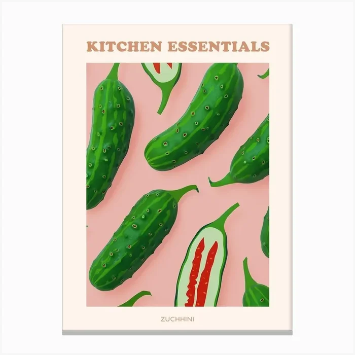 Zucchini Pattern Illustration 1 Poster Canvas Print by Colourful Harvest