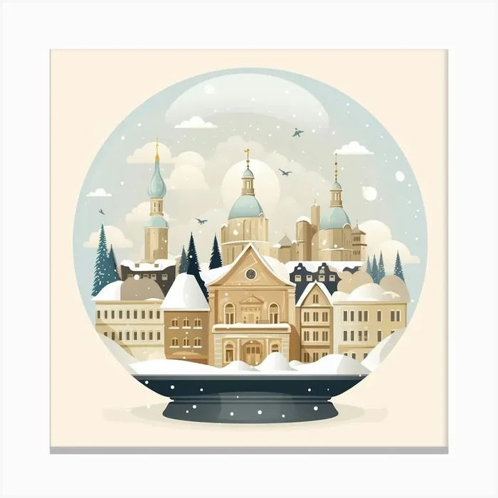 Zurich Switzerland 2 Snowglobe Canvas Print by Bon Hiver Prints